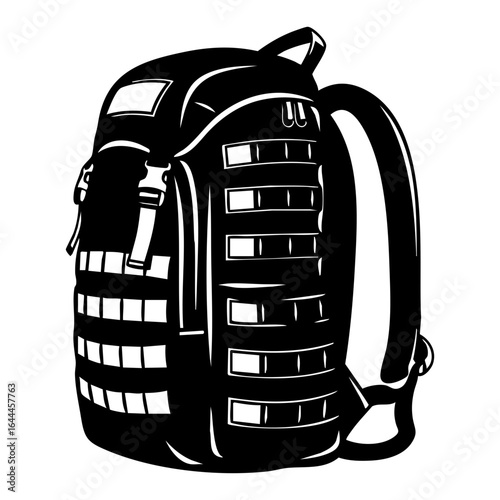 Minimal MOLLE II Military Rucksack Flat Vector Illustration