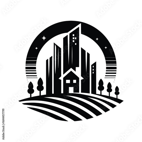 real estate vector silhouette clip art logo design concept illustration