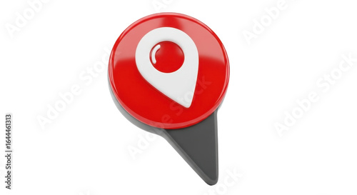 Red and white location pin icon, glossy 3D style, isolated on PNG background Free Download Red and white location pin icon, glossy 3D style, isolated on PNG background - GFXLoad