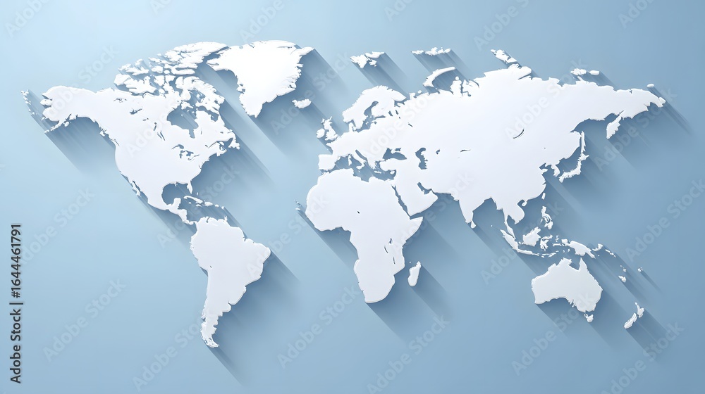 Naklejka premium World map with drop shadows.