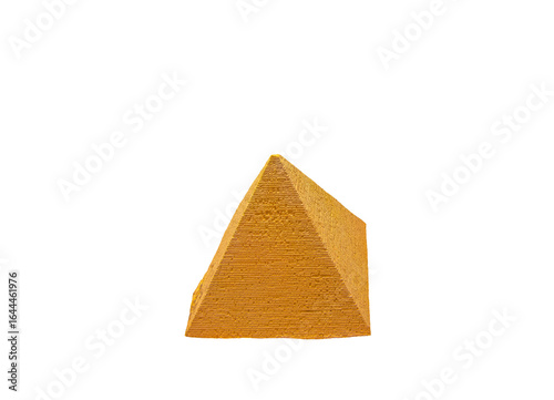 Yellow sandstone miniature of Pyramid on Transparent Background.	
