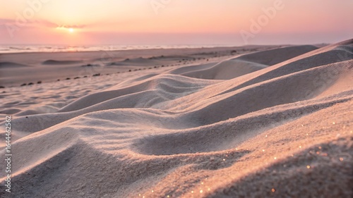 Fototapeta Naklejka Na Ścianę i Meble -  Rippled sand dunes at sunset beach ocean