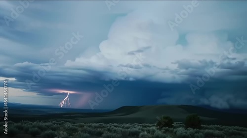 Dramatic Lightning Strike over a Landscape