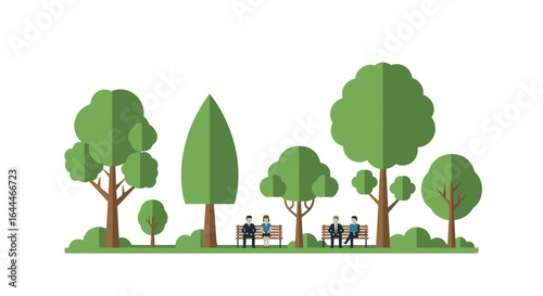 People Relaxing in a Park Illustration