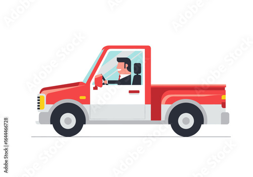 Pickup Truck Driver Illustration