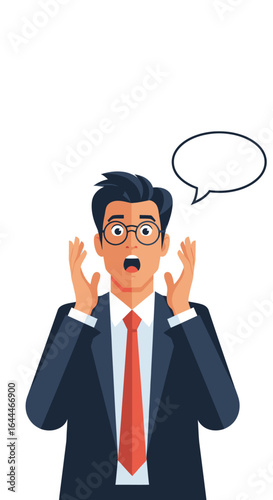 Surprised Businessman Cartoon in Suit