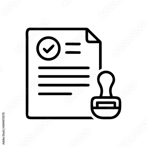 A document has been officially approved, as demonstrated by a checkmark and an official stamp, symbolizing validation and acceptance.