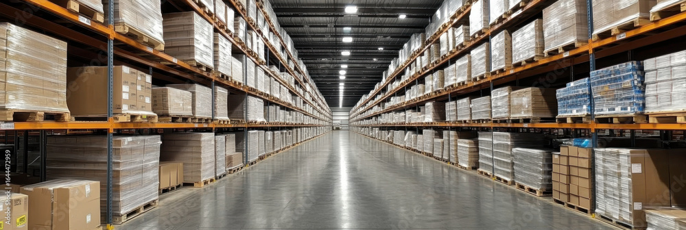 Fototapeta premium Interior of the new and modern warehouse space in a well lit large room