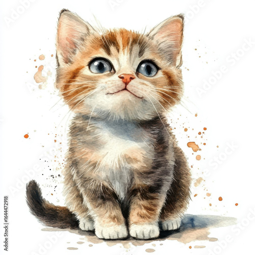 Cat watercolor clipart illustration isolated