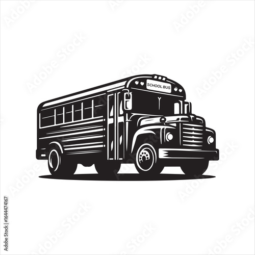 school bus  vector silhouette outline logo design illustration 