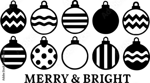 Festive Christmas Ornament Silhouettes for Crafting and Design
