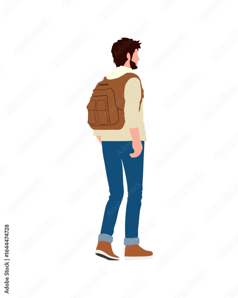 Fototapeta premium Flat vector people and illustration, man with casual outfit