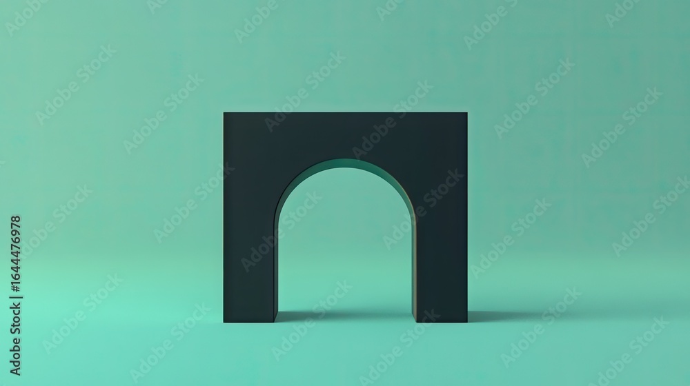 Fototapeta premium Abstract archway design on a mint green background.