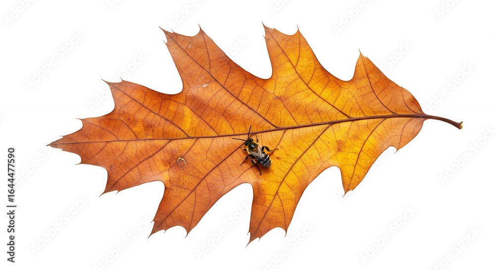 Fototapeta premium Autumn oak leaf with insect