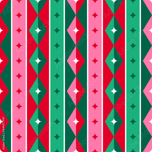Red and green rhombus seamless stripes pattern design for christmas and new year background.