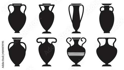 Ancient greek amphorae silhouettes pottery vessels