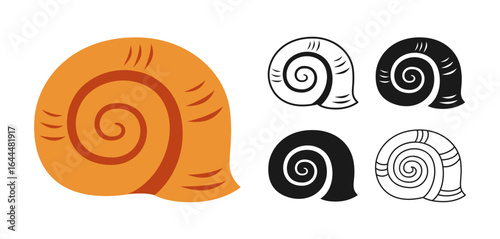 Sea shell symbol. Decorative beach marine underwater sign design element perfect for ocean designs and coastal tropical decor. Nautical, undersea or aquarium exotic seashell vector illustration