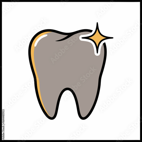 vector of a shiny tooth with a sparkle, symbolizing dental health, cleanliness, and oral hygiene.