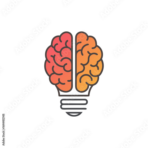 vector of a brain lightbulb concept, creative thinking and intelligence icon