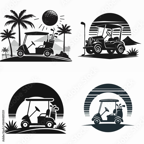 golf cart silhouette set vector illustration
