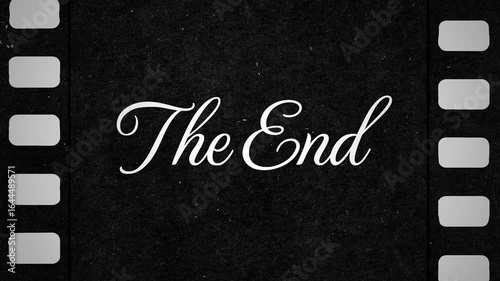 Vintage Film Reel The End Title Card Animation, Retro Silent Movie Ending Screen