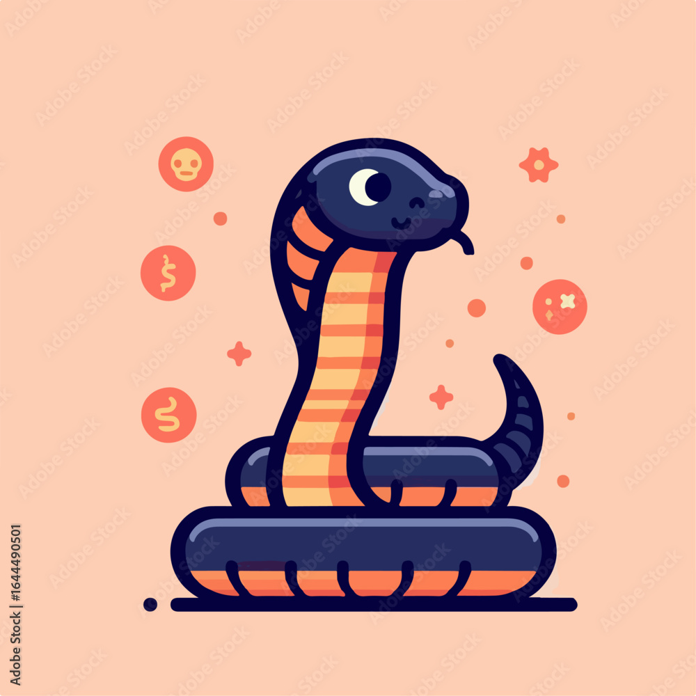 Fototapeta premium flat illustration of a cobra snake