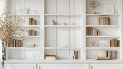 White Modern  Office Wall bookshelf