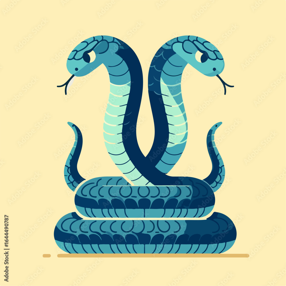 Fototapeta premium flat illustration of 2 cobra snakes