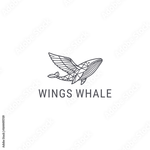 Wings whale logo with a majestic and creative style for unique ocean branding.