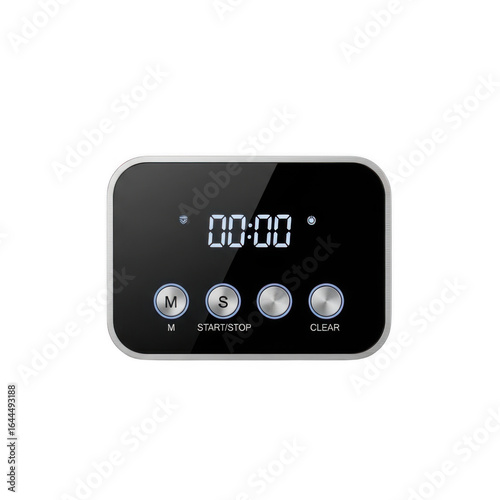 Illustration of digital kitchen timer with magnetic backing isolated on transparent background