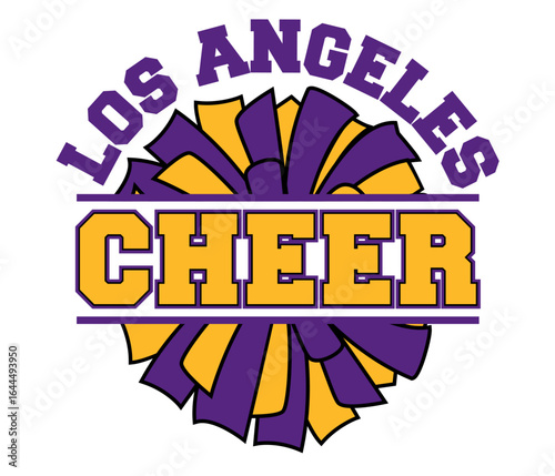 LOS ANGLES Cheerleader Pompom and the word Cheer. Vector cheerleading illustration.