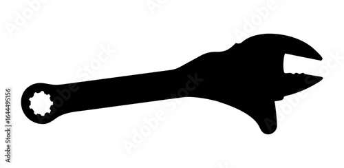 adjustable wrench silhouette isolated on white background, repairing tool 