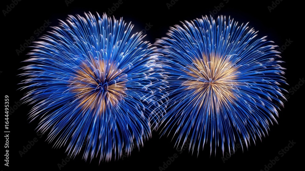 Obraz premium Vibrant fireworks explode in the evening sky amidst festivities
