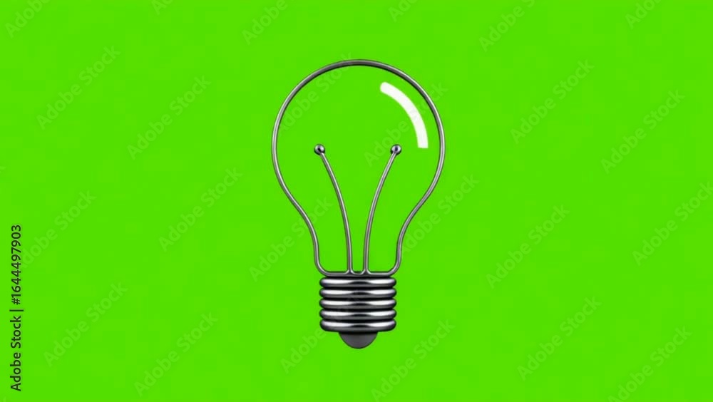 Liquid Metal Forms Lightbulb Icon Animation on Green Screen Liquid Metal Forms Lightbulb Icon Animation on Green Screen