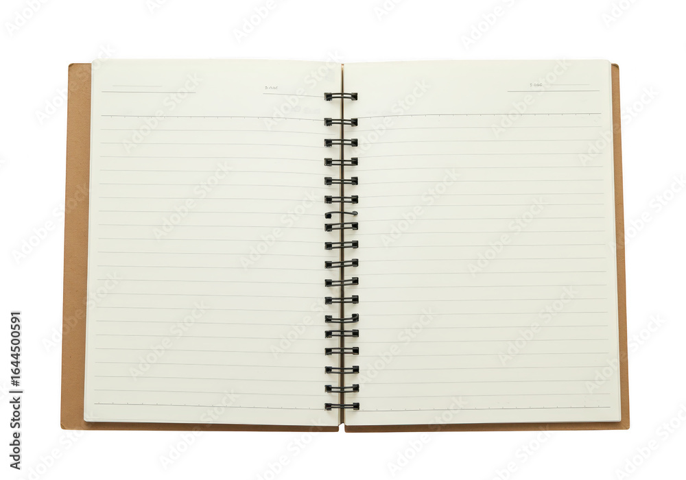 Open blank notebook with spiral binding isolated on transparent background Open blank notebook with spiral binding isolated on transparent background