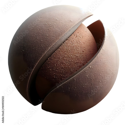 Textured sphere with opening petals and earthy tones