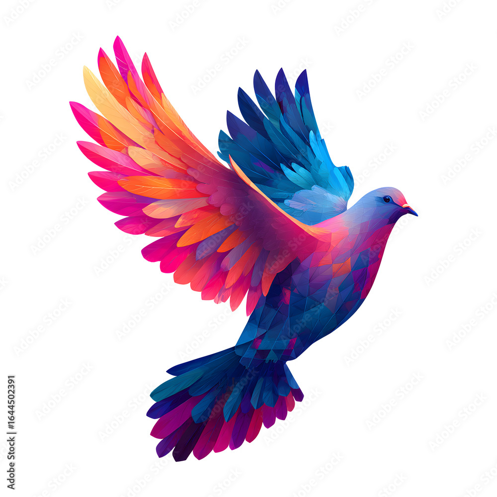 Colorful bird in flight, isolated on white background Colorful bird in flight, isolated on white background