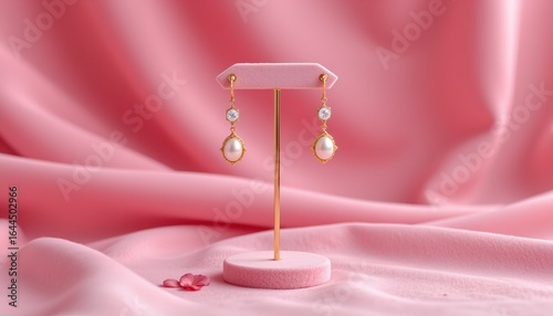 elegant earring stand mockup on velvet, no people