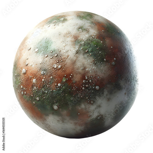 Alien planet with diverse surface textures and colors