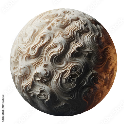 Alien planet surface with swirling textures and warm hues