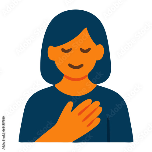 Illustration of a Woman Representing Self-Care and Mental Health Awareness with Heart Gesture