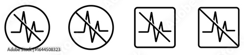 Audio, noise reduction, normalization icon set in black color on white background. ANC system signs collection. Audio, noise reduction normalization icon.. Active noise cancelling.  Vector 