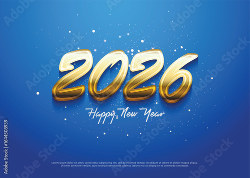 happy new year 2026 with beautiful textured gold numerals.