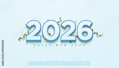 2026 new year poster. with beautiful numbers and subtle coloring. greeting concept for 2026 new year celebration.