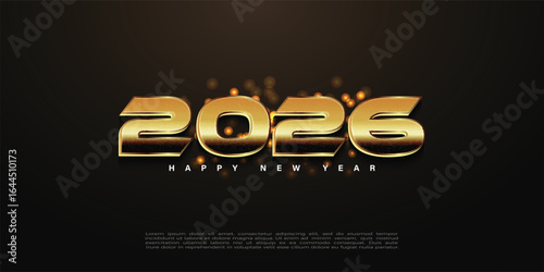 happy new year 2026 template with 3d numbers. greeting concept with elegant bubble decoration for 2026 new year celebration.