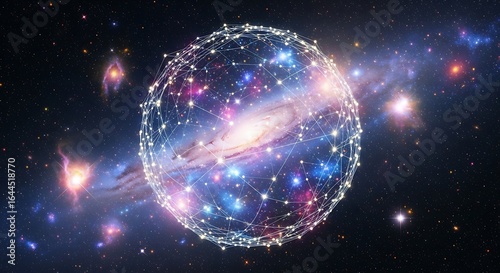 Conceptual depiction of the universe, interconnected galaxies and cosmic networks