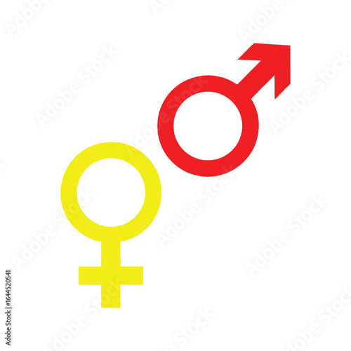 Masculine and feminine icons with Mars and Venus signs, symbolizing man and woman concepts for design projects. Premium vector art, illustration, icon, clipart on white background.