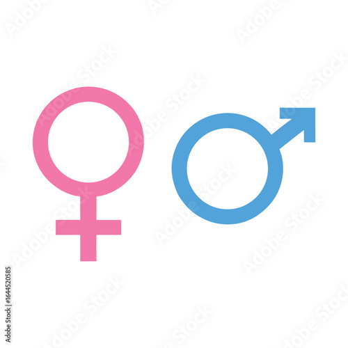 Gender symbol set with masculine Mars and feminine Venus icons, ideal for relationship, social, and conceptual themes. Editable vector art, illustration, icon, clipart on white background.