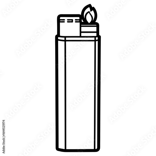 Lighter with flame isolated on white background