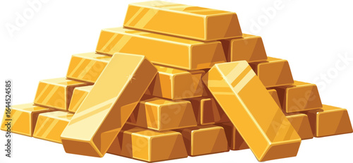 Stack of shiny gold bars represents wealth and financial security